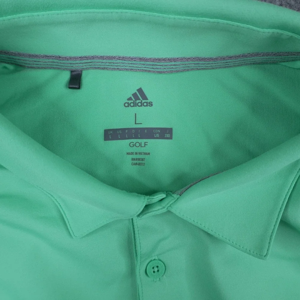 Adidas Golf Shirt Mens Large Green Polo Short Sleeve Performance